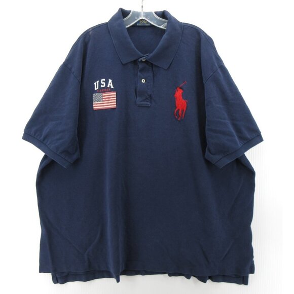 Ralph Lauren Polo Shirt 3XB Big Big Pony USA Flag Pullover Preppy * - Picture 1 of 13